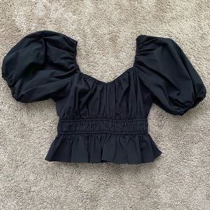 Express black puff sleeve crop top
